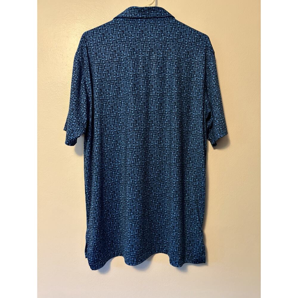 Peter Millar Polo Shirt Summer Comfort Mens Large Blue Graphic Print Golf Tee - Picture 4 of 10